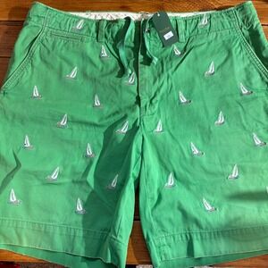 Polo Ralph Lauren Shorts 40x10 Green Sailboat Embroidered Chino Nautical NWOT